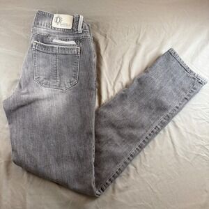 Democracy Patriot Straight Leg Jeans Womens 8 Grey Distressed Faded Wash